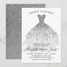 Zilveren Glitter Sparkle Jurk Sweet 16e Verjaardag