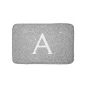 Zilveren Glitter Sparkle Monogram Badmat (Voorkant)