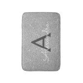 Zilveren Glitter Sparkle Monogram Badmat (Voorkant Verticaal)