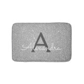 Zilveren Glitter Sparkle Monogram Badmat (Voorkant)