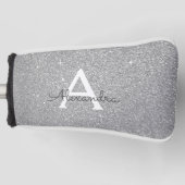 Zilveren Glitter & Sparkle Monogram Naam Golfheadcover (Voorkant)