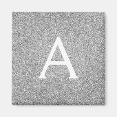 Zilveren Glitter & Sparkle Monogram Verjaardag Magneet (Voorkant)