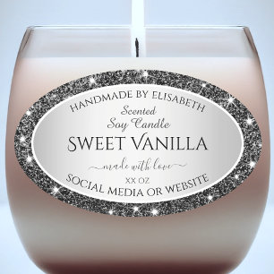 Zilveren Glitter Sparkle Product Verpakkingsetiket Ovale Sticker