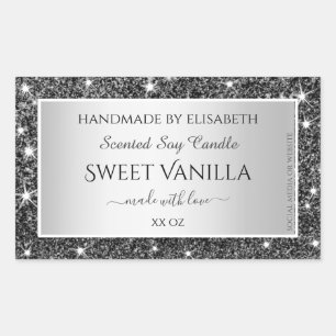 Zilveren Glitter Sparkle Product Verpakkingsetiket Rechthoekige Sticker