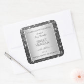 Zilveren Glitter Sparkle Product Verpakkingsetiket Vierkante Sticker (Envelop)