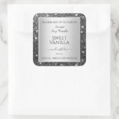 Zilveren Glitter Sparkle Product Verpakkingsetiket Vierkante Sticker (Tas)