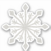 Zilveren Glitter Sparkle Sneeuwvlok Sticker (Voorkant)