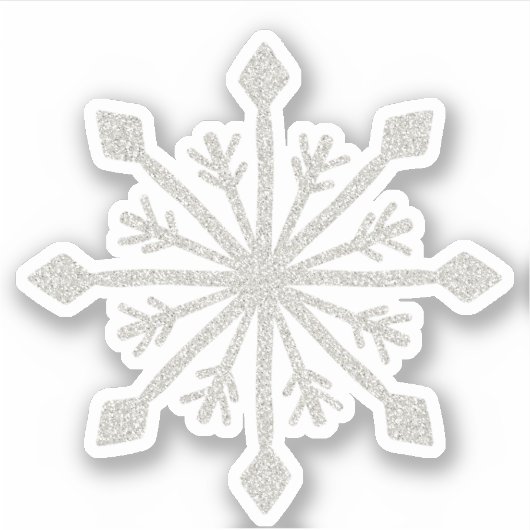 Zilveren Glitter Sparkle Sneeuwvlok Sticker (Voorkant)