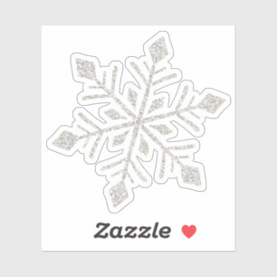 Zilveren Glitter Sparkle Sneeuwvlok-vormige Knipse Sticker