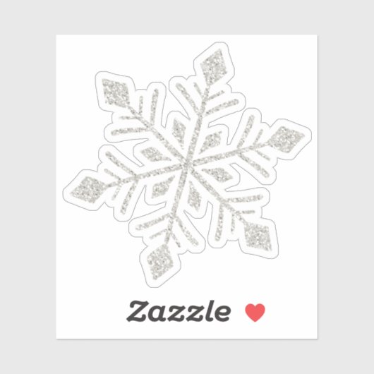 Zilveren Glitter Sparkle Sneeuwvlok-vormige Knipse Sticker (Vel)