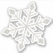 Zilveren Glitter Sparkle Sneeuwvlok-vormige Knipse Sticker (Voorkant)