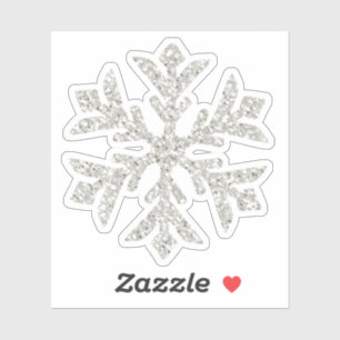 Zilveren Glitter Sparkle Sneeuwvlok-vormige Knipse Sticker