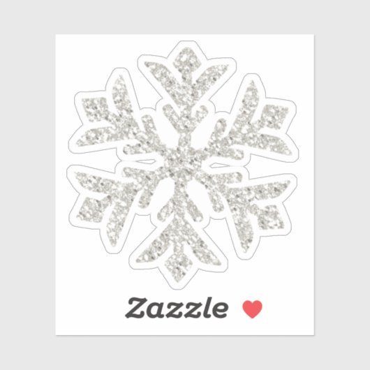 Zilveren Glitter Sparkle Sneeuwvlok-vormige Knipse Sticker (Vel)