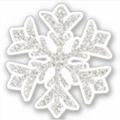 Zilveren Glitter Sparkle Sneeuwvlok-vormige Knipse Sticker (Voorkant)
