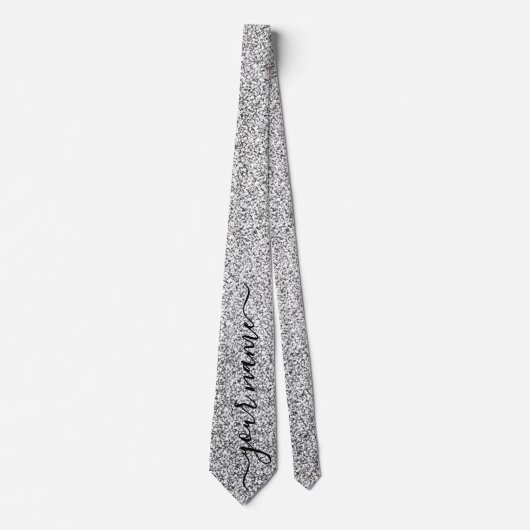 Zilveren Glitter Sparkles Stropdas (Voorkant)