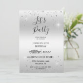 Zilveren glitter & sparkles verjaardag kaart (Staand voorkant)