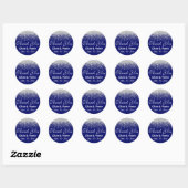 Zilveren Glitter Splash op Royal Blue Ronde Sticker (Vel)