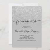 Zilveren glitter sprankelt grijs ombre quinceanera kaart (Voorkant)