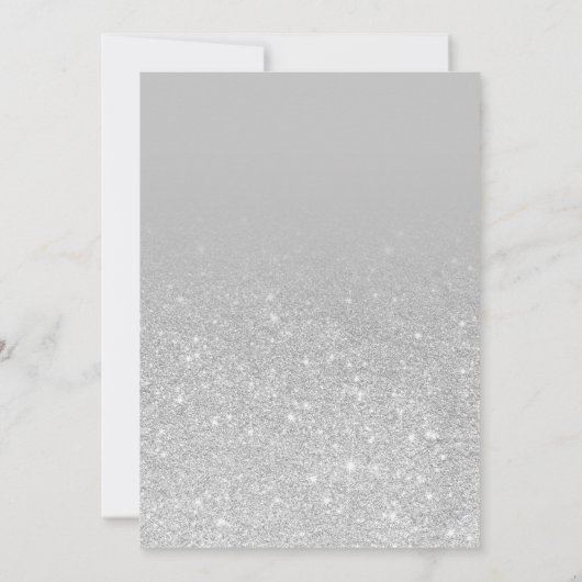 Zilveren glitter sprankelt grijs ombre quinceanera kaart (Achterkant)