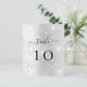 Zilveren glitter sprankelt tafelkaart (Staand voorkant)