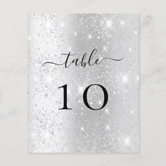 Zilveren glitter sprankelt tafelkaart (Achterkant)