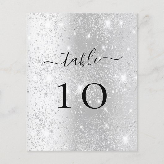 Zilveren glitter sprankelt tafelkaart (Voorkant)