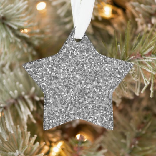 Zilveren Glitter Ster Ornament (Boom)