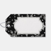 Zilveren Glitter Sterren & Sneeuwvlokken Cadeaulabel (Achterkant Horizontaal)