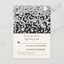 zilveren glitter stippen vintage bruiloft RSVP kaa Kaartje