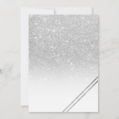 Zilveren glitter strepen elegant script bruiloft kaart (Achterkant)