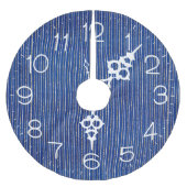 Zilveren glitter strepen op blauwe klok kerstboom rok (Voorkant)