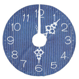 Zilveren glitter strepen op blauwe klok kerstboom rok