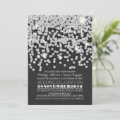 zilveren glitter string lichten bruiloft uitnodigi kaart (Staand voorkant)