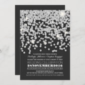 zilveren glitter string lichten bruiloft uitnodigi kaart (Voorkant / Achterkant)
