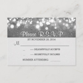 zilveren glitter string lichten romantische bruilo RSVP kaartje