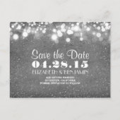 Zilveren glitter string van lichten Save the date Aankondigingskaart (Voorkant)