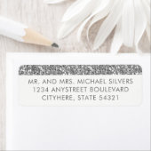 Zilveren Glitter Stripe Moderne retour adreslabels Etiket (Insitu)