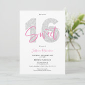 Zilveren glitter Sweet 16 script foto verjaardag Kaart (Staand voorkant)