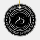 Zilveren Glitter Tekst En Harten Keramische Kerstb Keramisch Ornament (Achterkant)