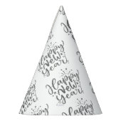 Zilveren Glitter Tekst Patroon Gelukkig Nieuwjaar Feesthoedjes (Links)