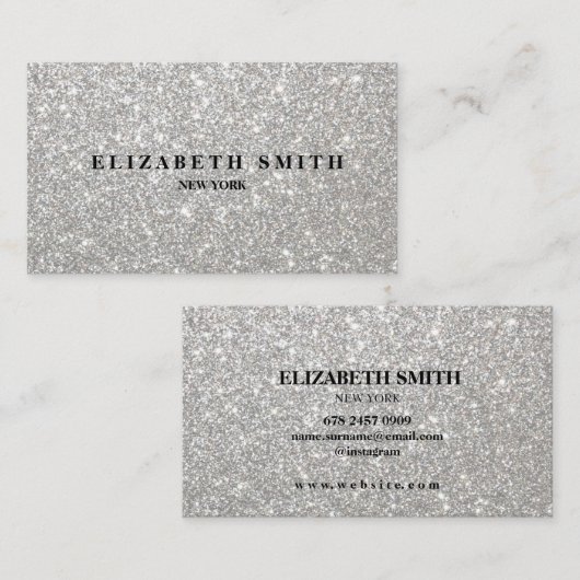 Zilveren Glitter Textuur Visitekaartje (Voorkant / Achterkant)