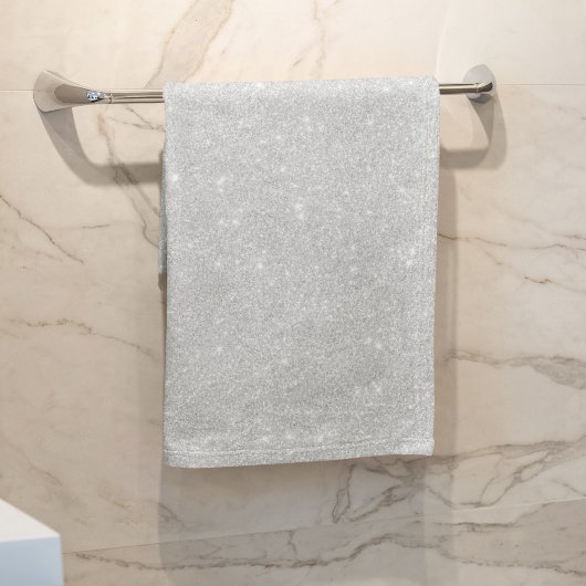 Zilveren Glitter Textuur Wit Sparkling Glanzend Bad Handdoek