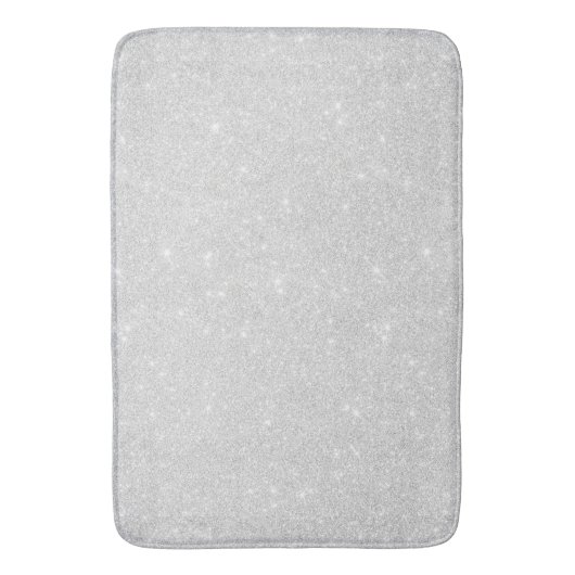 Zilveren Glitter Textuur Wit Sparkling Glanzend Badmat (Voorkant Verticaal)