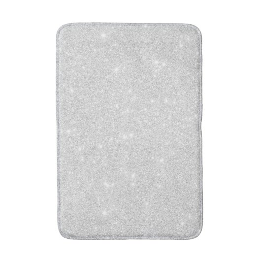 Zilveren Glitter Textuur Wit Sparkling Glanzend Badmat (Voorkant Verticaal)