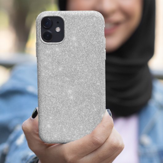 Zilveren Glitter Textuur Wit Sparkling Glanzend Case-Mate iPhone Case