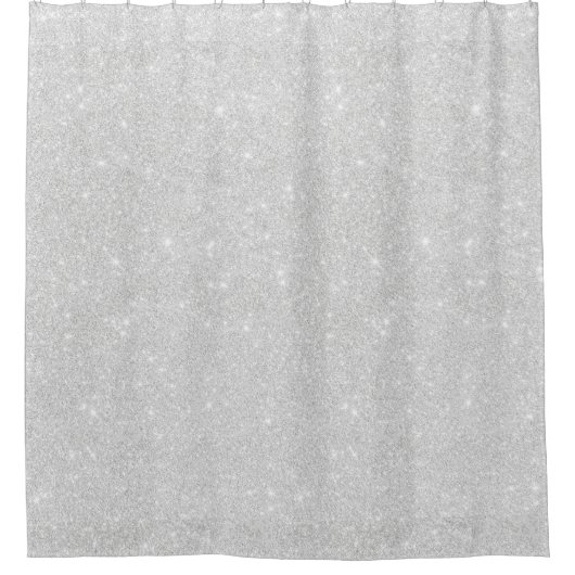 Zilveren Glitter Textuur Wit Sparkling Glanzend Douchegordijn (Voorkant)