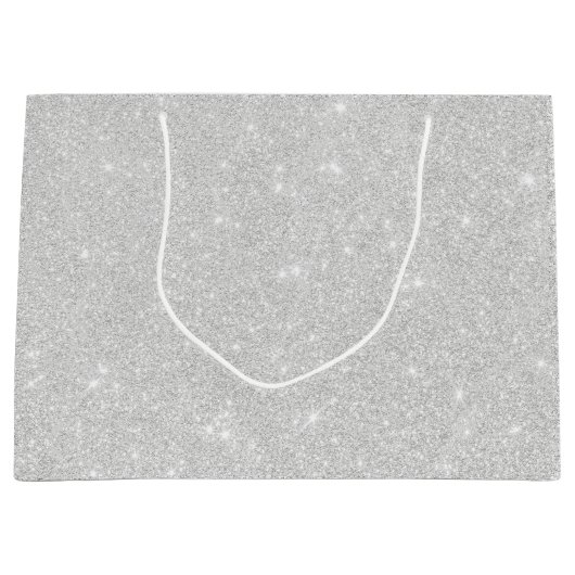 Zilveren Glitter Textuur Wit Sparkling Glanzend Groot Cadeauzakje (Voorkant)