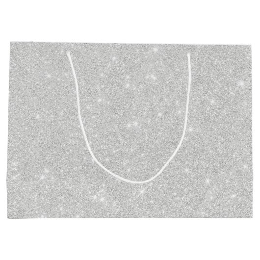 Zilveren Glitter Textuur Wit Sparkling Glanzend Groot Cadeauzakje (Achterkant)