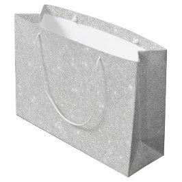 Zilveren Glitter Textuur Wit Sparkling Glanzend Groot Cadeauzakje