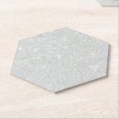 Zilveren Glitter Textuur Wit Sparkling Glanzend Kartonnen Onderzetters (Schuin)